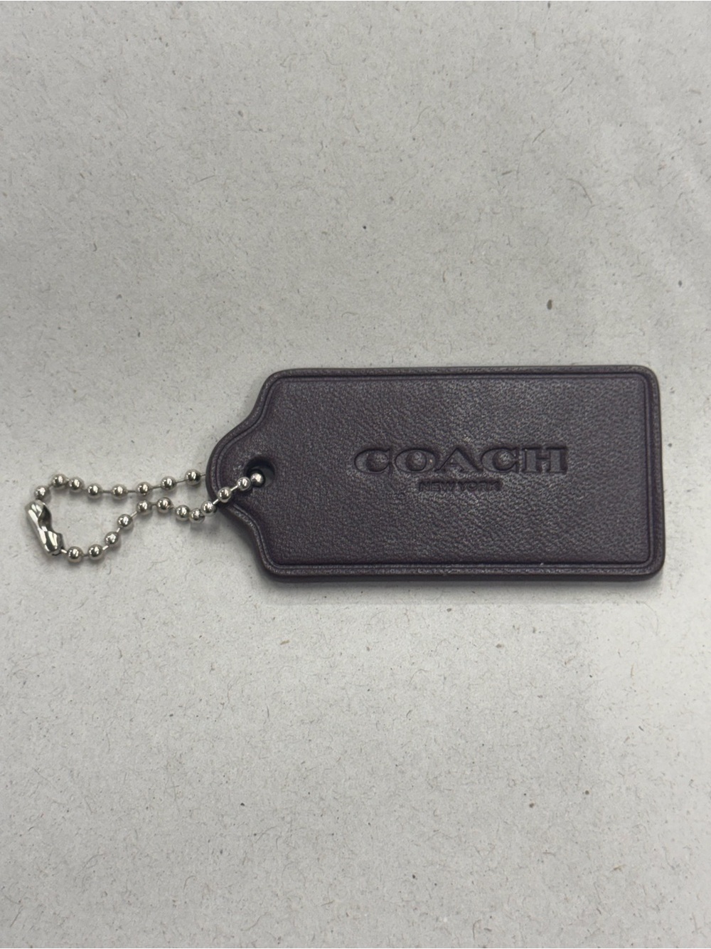Vintage COACH 2.25" Hang Tag Fob Bag Charm Dark Brown Leather with Monogram